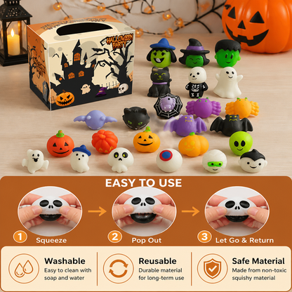Washable & Reusable Halloween Squishy Toy Set for Party Favors and Trick-or-Treating
