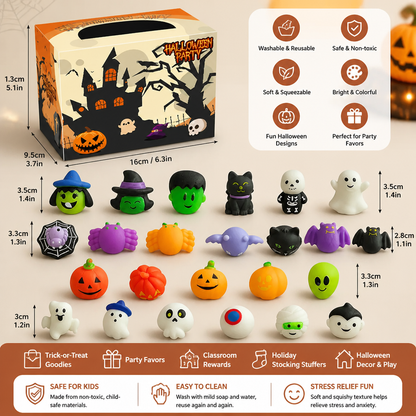 Washable & Reusable Halloween Squishy Toy Set for Party Favors and Trick-or-Treating