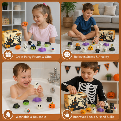 Washable & Reusable Halloween Squishy Toy Set for Party Favors and Trick-or-Treating