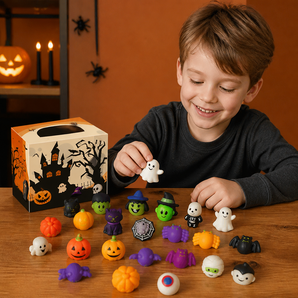 Washable & Reusable Halloween Squishy Toy Set for Party Favors and Trick-or-Treating