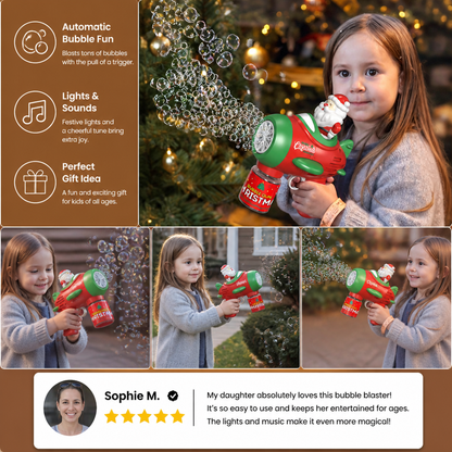 Electric Christmas Bubble Gun with Lights & Sounds for Kids