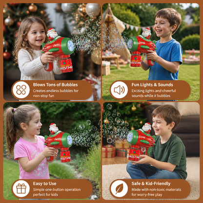 Electric Christmas Bubble Gun with Lights & Sounds for Kids