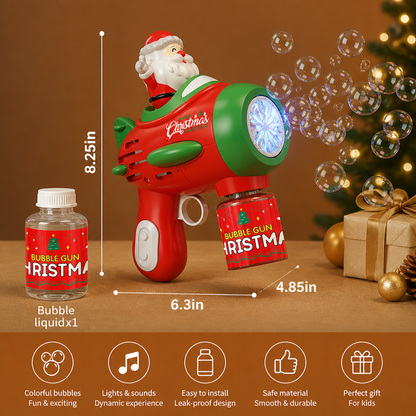Electric Christmas Bubble Gun with Lights & Sounds for Kids