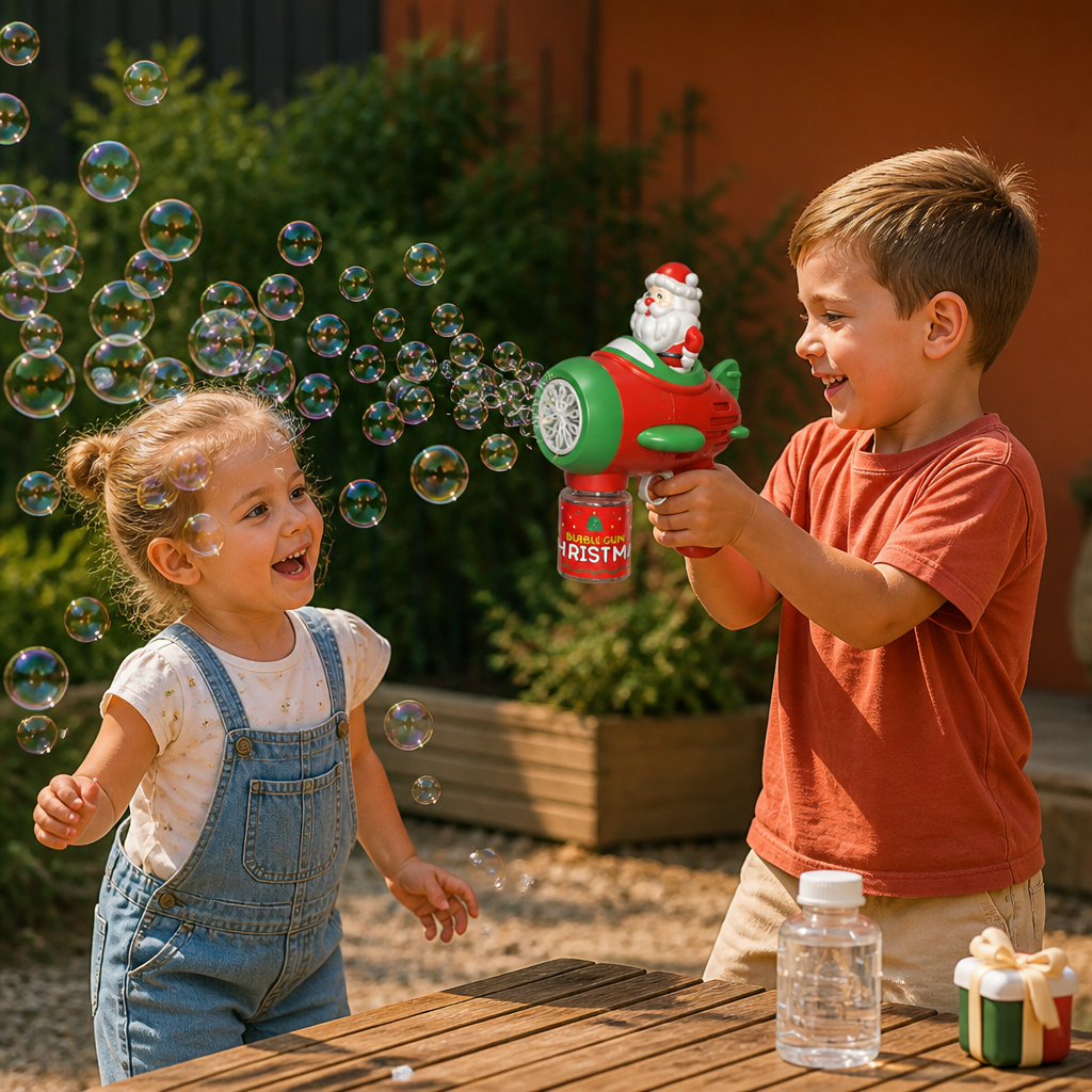 Electric Christmas Bubble Gun with Lights & Sounds for Kids