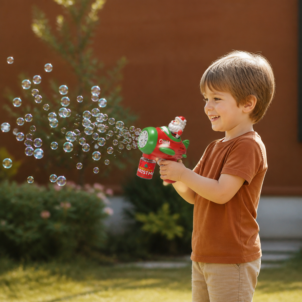 Electric Christmas Bubble Gun with Lights & Sounds for Kids