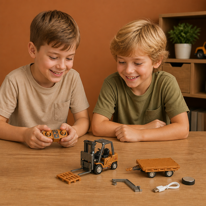 1:64 Scale RC Construction Vehicles – Forklift, Excavator, Dump Truck & Bulldozer