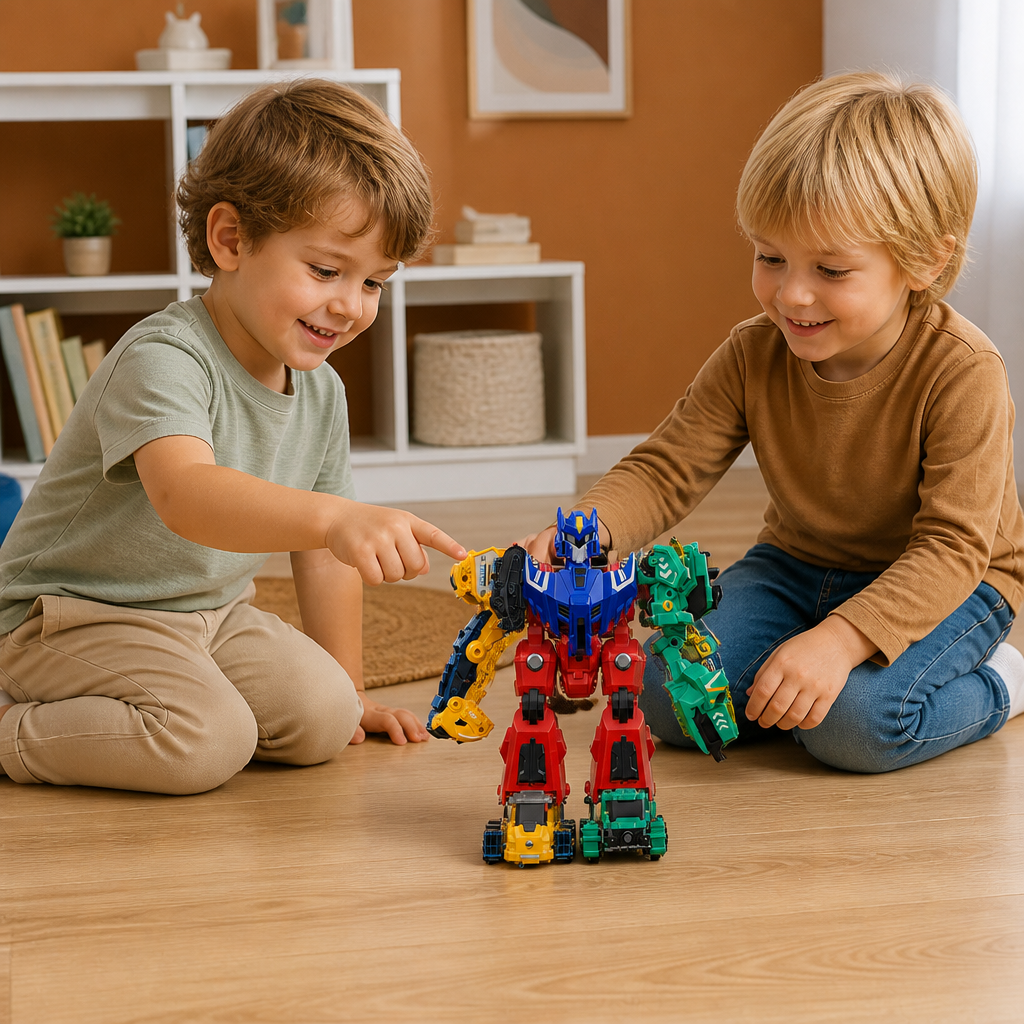 6-in-1 Magnetic Transforming Toy – Build 6 Vehicles, 3 Dinosaurs & 1 Robot