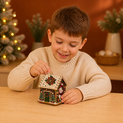 DIY 3D Wooden Gingerbread House Puzzle & Diamond Art Kit