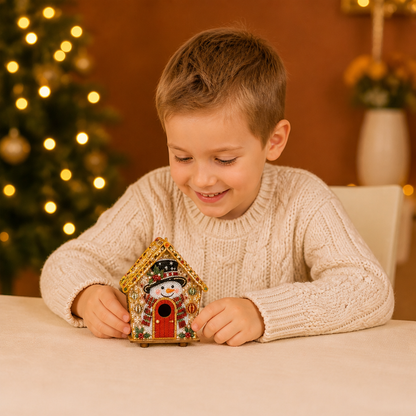 DIY 3D Wooden Gingerbread House Puzzle & Diamond Art Kit