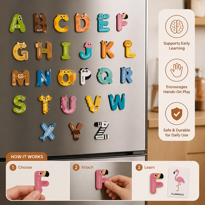 Animal Alphabet & Number Fridge Magnets – Kids’ Spelling and Learning Set
