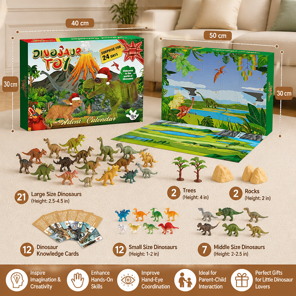 24-Day Dinosaur Toy Advent Calendar with Surprise Figures
