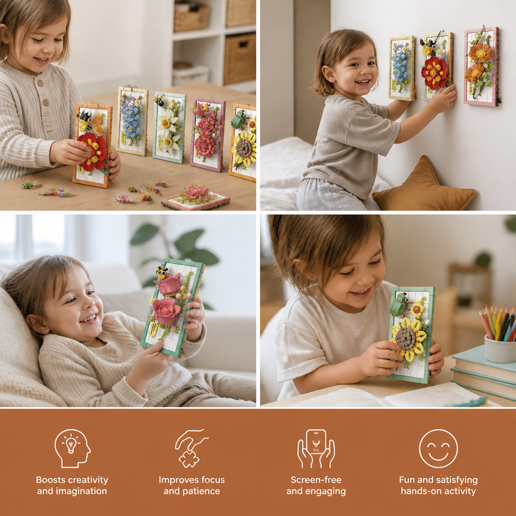 DIY 3D Nature Frame Building Blocks Set – Flowers & Insects