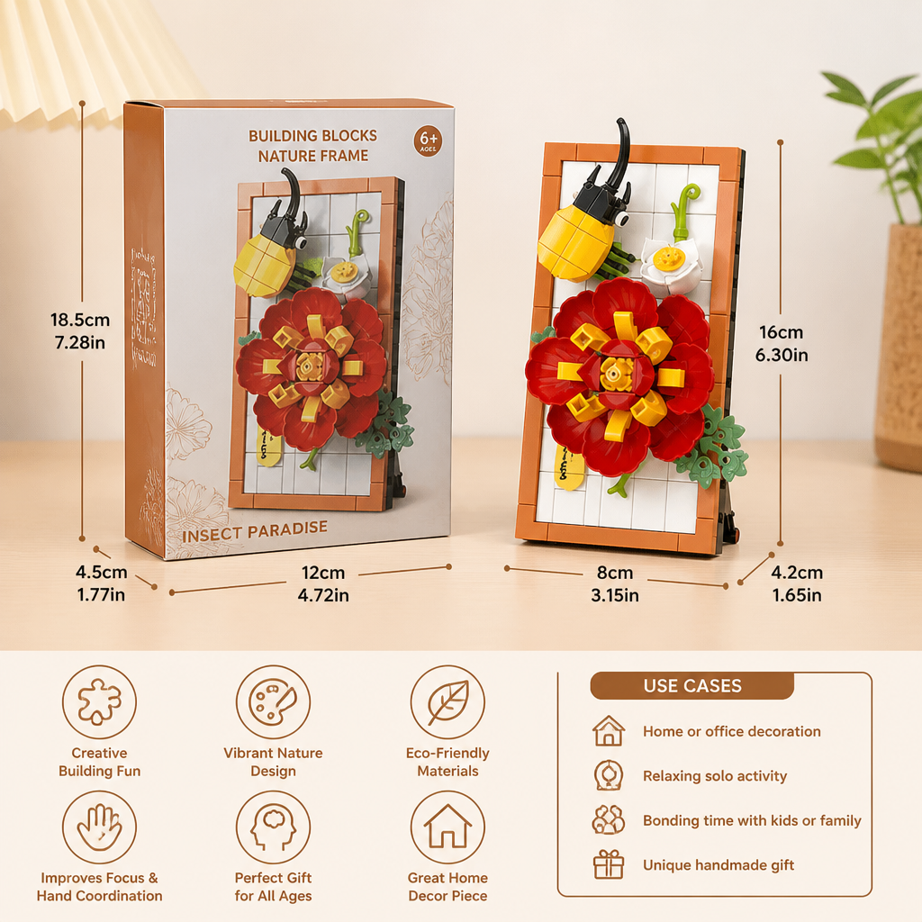 DIY 3D Nature Frame Building Blocks Set – Flowers & Insects