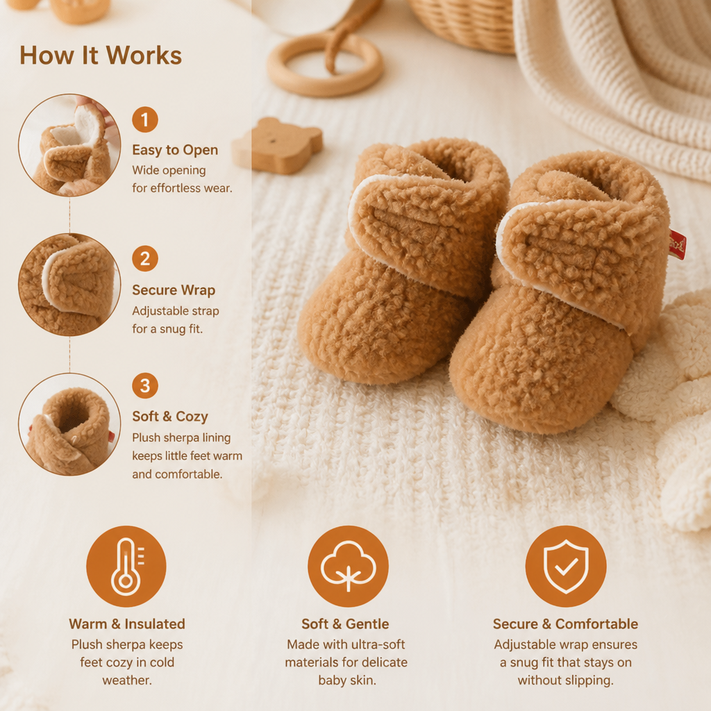Warm & Cozy Sherpa Baby Booties for Winter