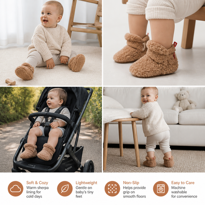 Warm & Cozy Sherpa Baby Booties for Winter