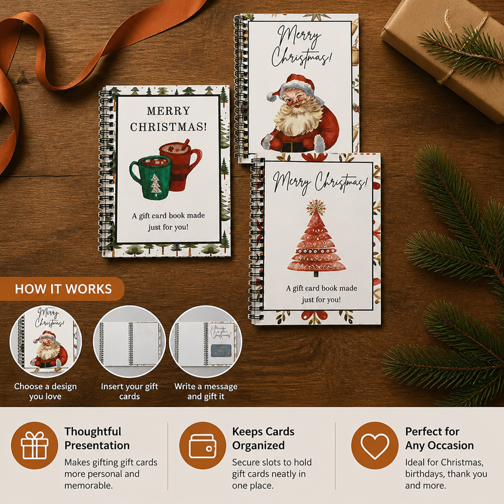 DIY Christmas Gift Card Book – Spiral-Bound Holiday Gift Organizer