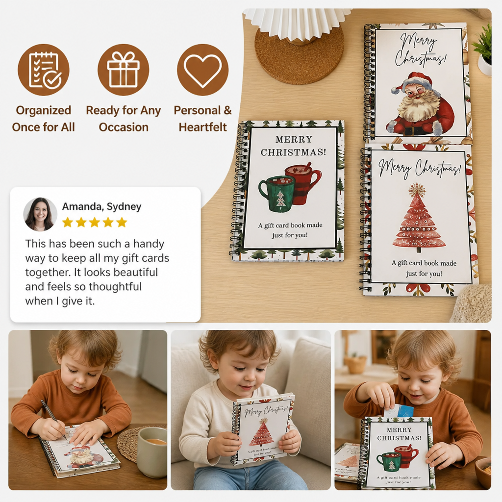 DIY Christmas Gift Card Book – Spiral-Bound Holiday Gift Organizer