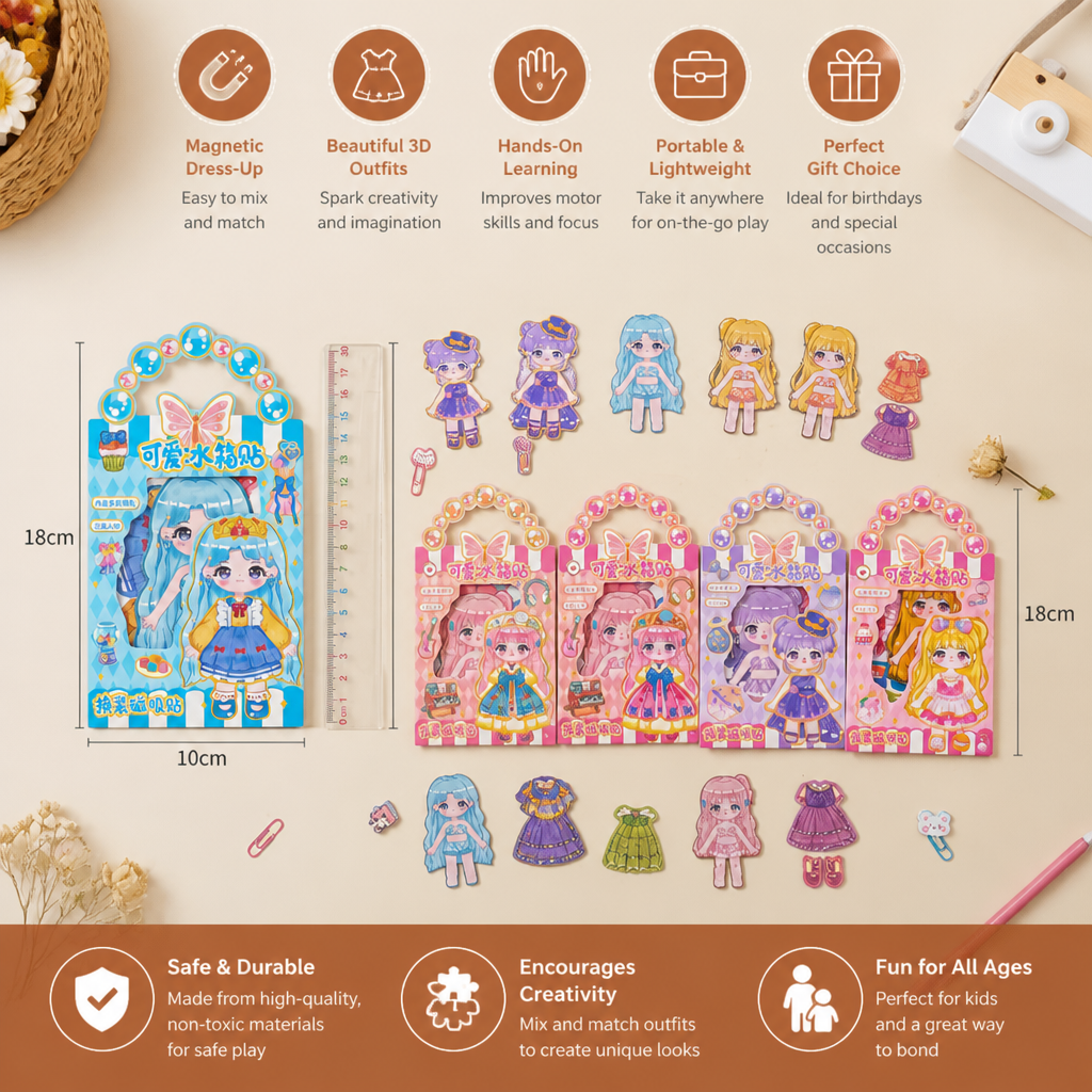 Princess Magnetic Dress-Up Set with 3D Stickers
