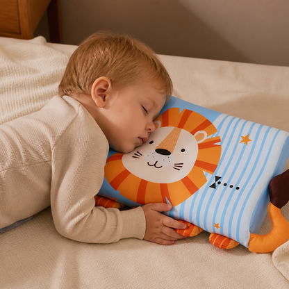 Calming Ergonomic Kids’ Pillow with Cartoon Animal Pillowcase