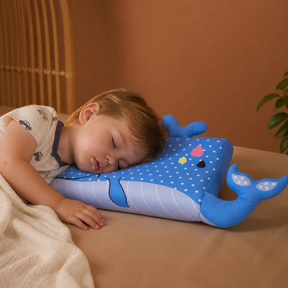 Calming Ergonomic Kids’ Pillow with Cartoon Animal Pillowcase