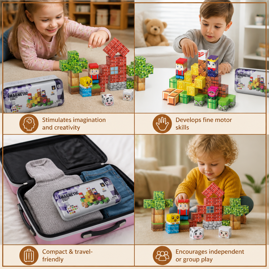 40-Piece Magnetic Building Blocks Set for Kids – Perfect for On-the-Go Fun