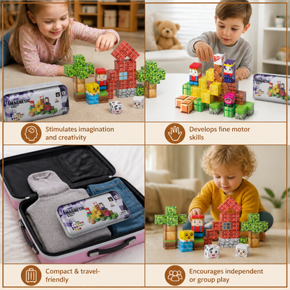 40-Piece Magnetic Building Blocks Set for Kids – Perfect for On-the-Go Fun