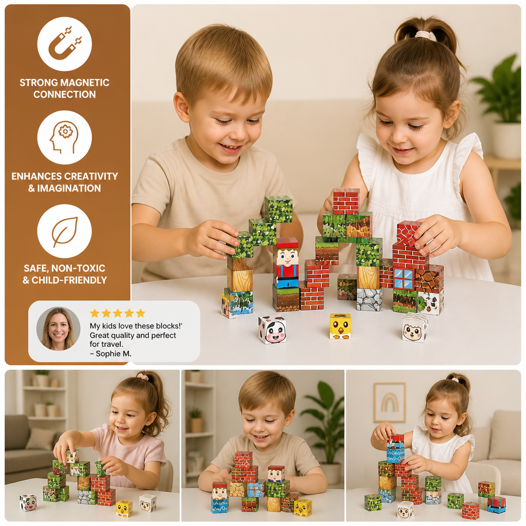 40-Piece Magnetic Building Blocks Set for Kids – Perfect for On-the-Go Fun