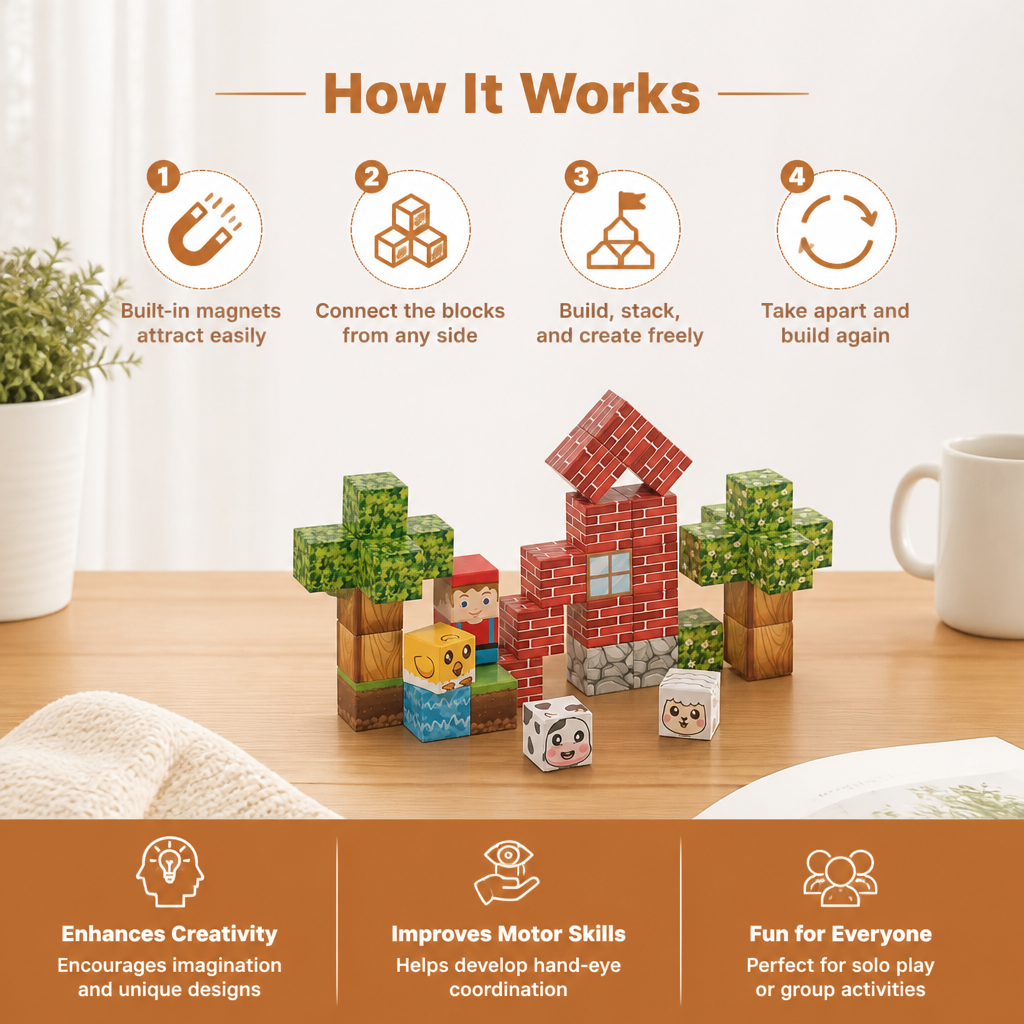 40-Piece Magnetic Building Blocks Set for Kids – Perfect for On-the-Go Fun