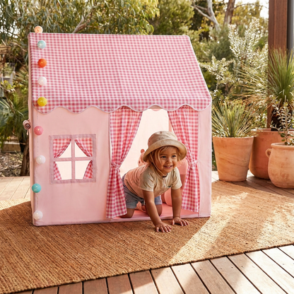 Kids Play House Tent with Checkered Roof