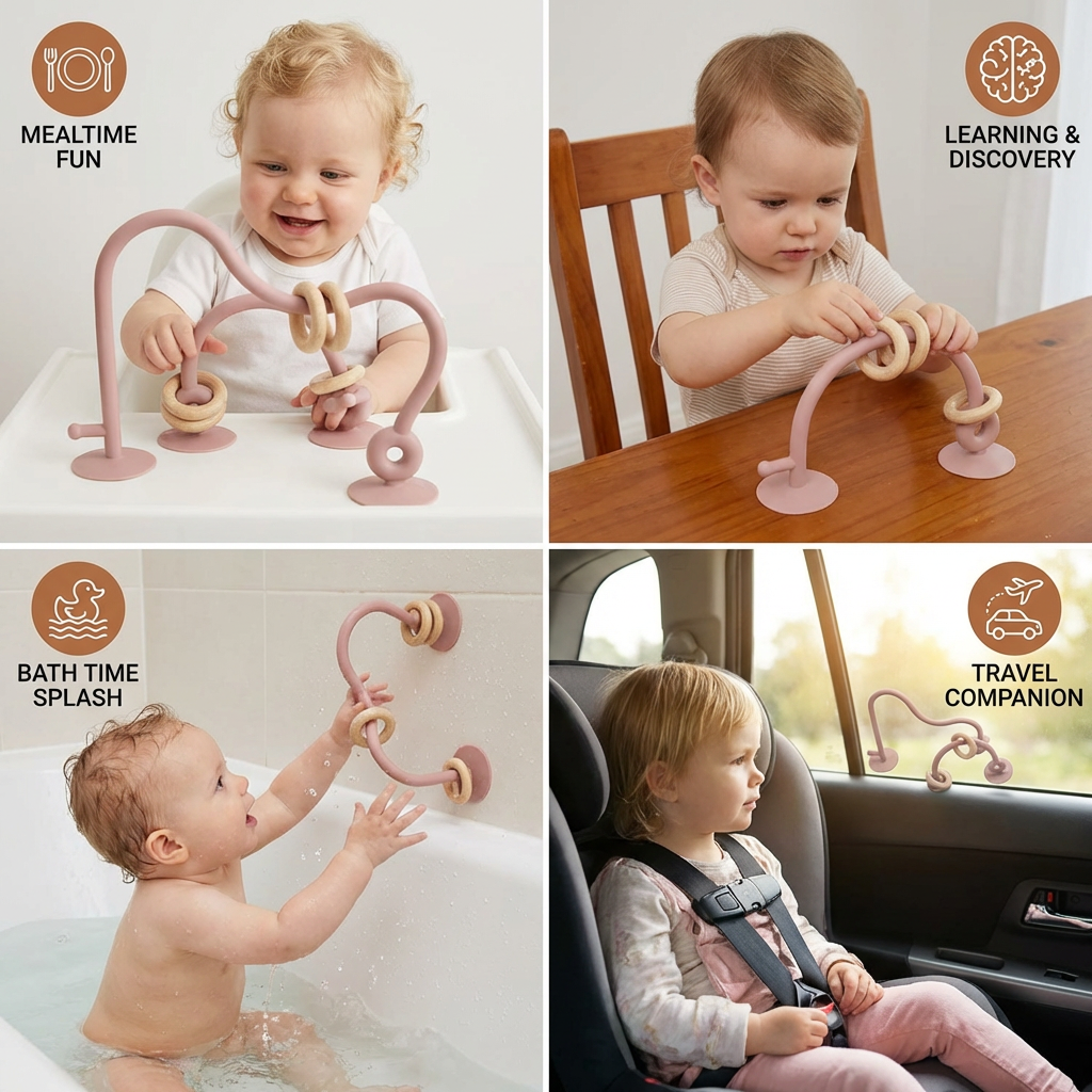 Silicone Baby Activity Toy – Suction Cup Learning Toy for Table & High Chair