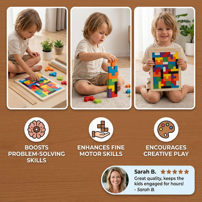 Educational Wooden Tangram Puzzle – Colourful Montessori Learning Toy for Kids