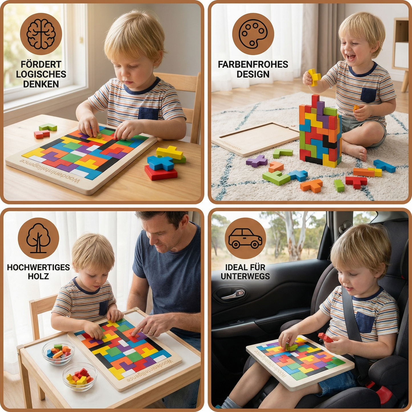 Educational Wooden Tangram Puzzle – Colourful Montessori Learning Toy for Kids