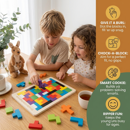 Educational Wooden Tangram Puzzle – Colourful Montessori Learning Toy for Kids