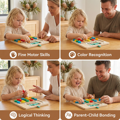 Wooden Four-Colour Logic Sorting Game – Montessori Learning & Thinking Toy for Kids