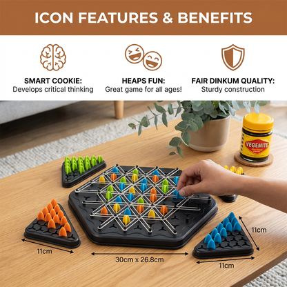 Rubber band triangle chess family game