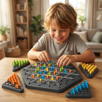 Rubber band triangle chess family game