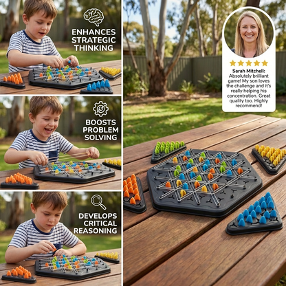 Rubber band triangle chess family game