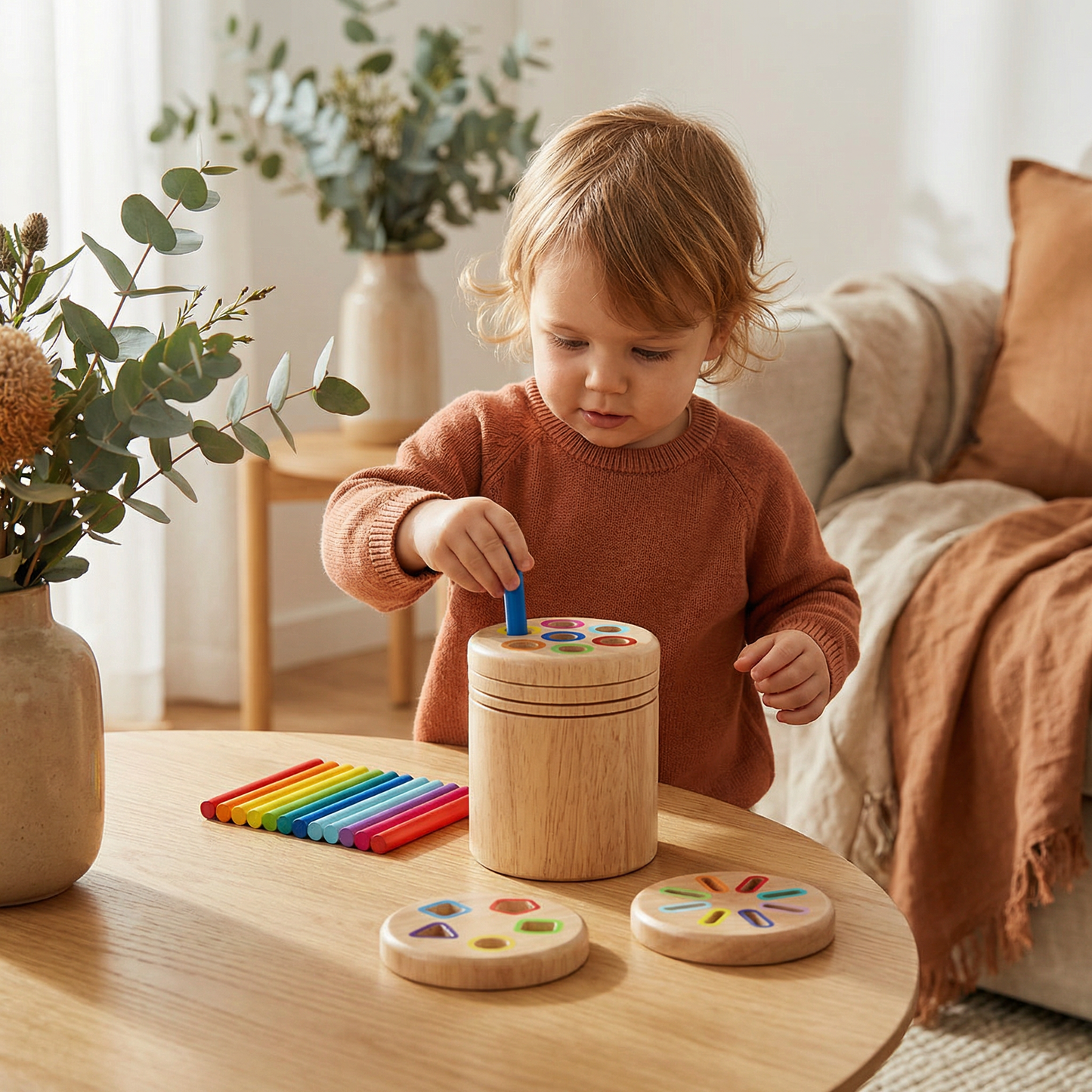 Montessori Wooden Colour & Shape Sorting Toy – Fine Motor Skills Learning Puzzle