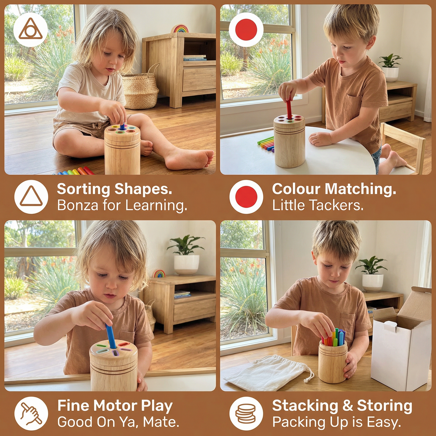 Montessori Wooden Colour & Shape Sorting Toy – Fine Motor Skills Learning Puzzle