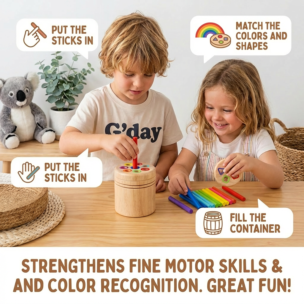 Montessori Wooden Colour & Shape Sorting Toy – Fine Motor Skills Learning Puzzle