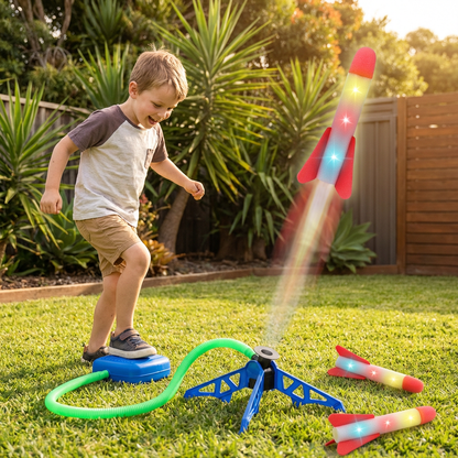 Kids Rocket Launcher with Foot Pump – Lightning Air-Powered Outdoor Toy
