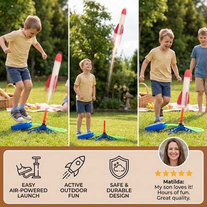 Kids Rocket Launcher with Foot Pump – Lightning Air-Powered Outdoor Toy
