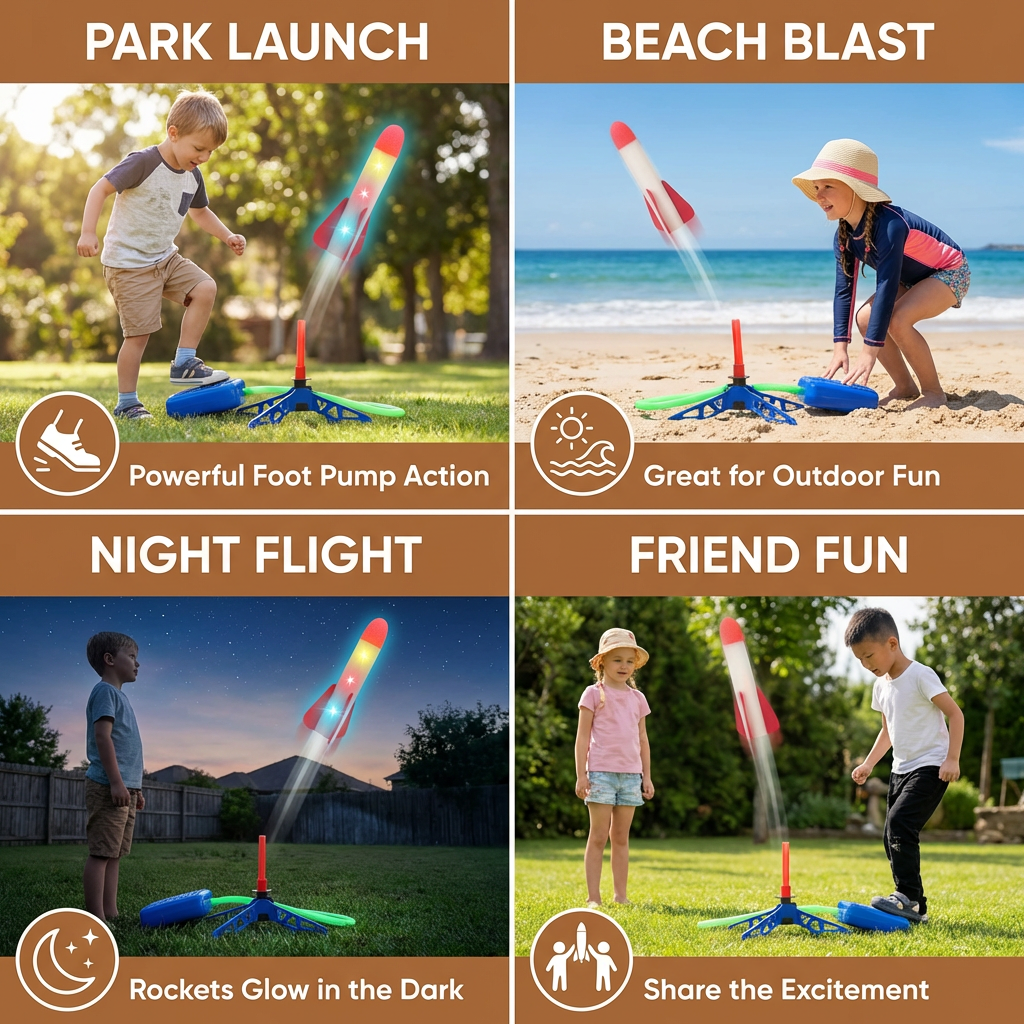 Kids Rocket Launcher with Foot Pump – Lightning Air-Powered Outdoor Toy