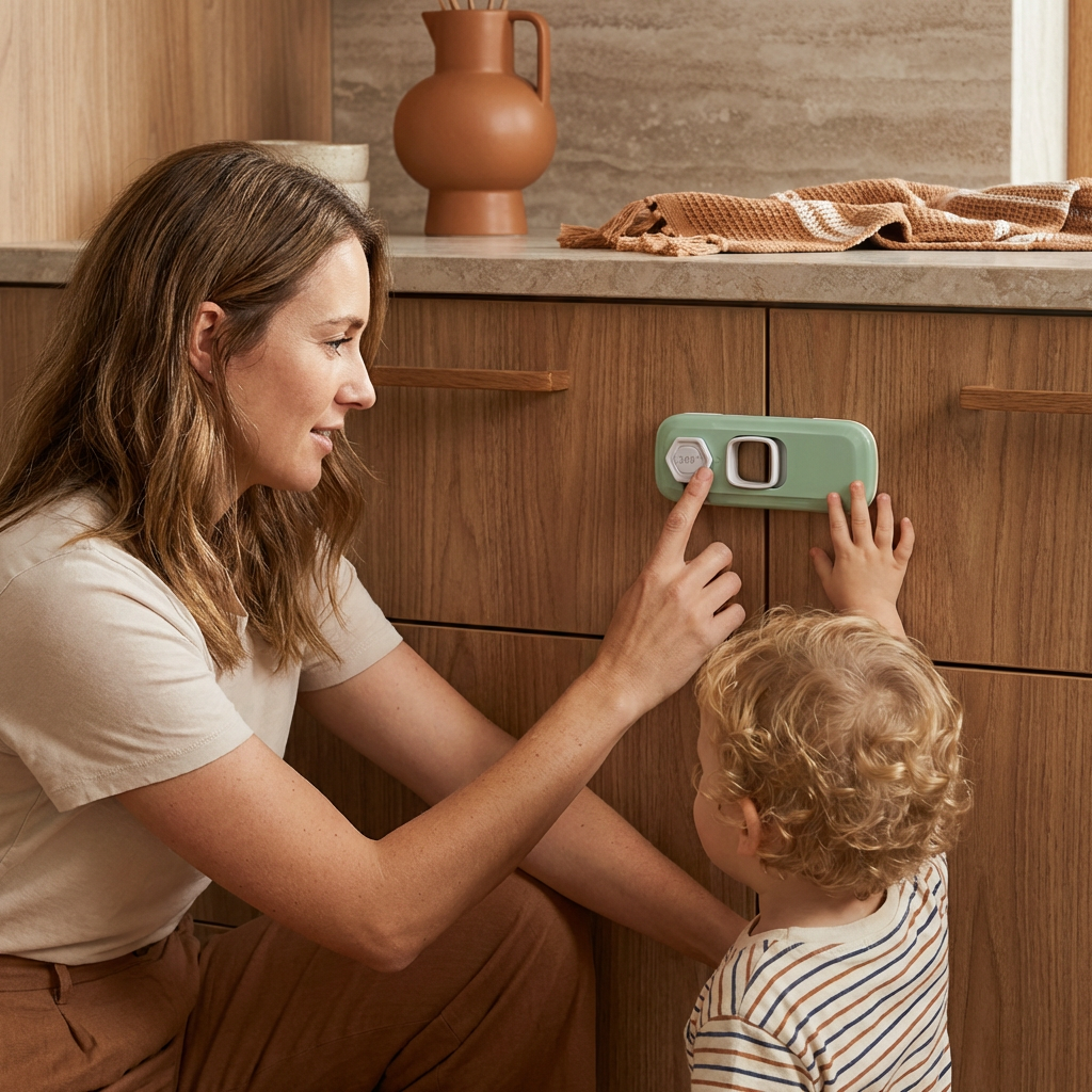 2-Pack Child Safety Locks for Cabinets, Fridge & Drawers – Multi-Purpose Safety Latches for Babies & Kids