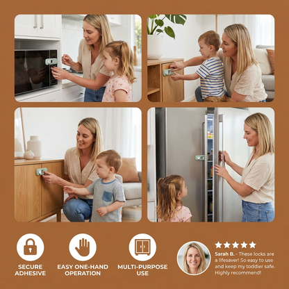 2-Pack Child Safety Locks for Cabinets, Fridge & Drawers – Multi-Purpose Safety Latches for Babies & Kids