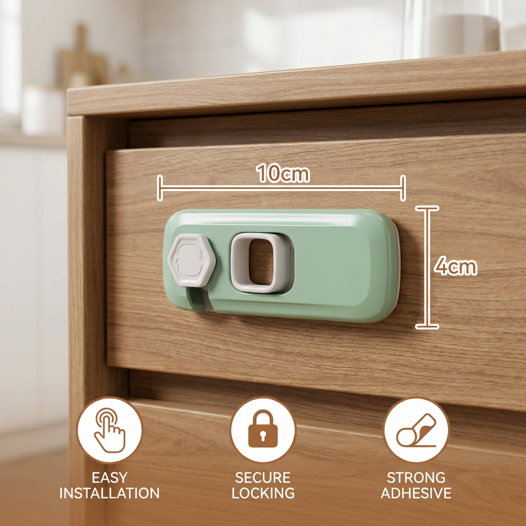 2-Pack Child Safety Locks for Cabinets, Fridge & Drawers – Multi-Purpose Safety Latches for Babies & Kids
