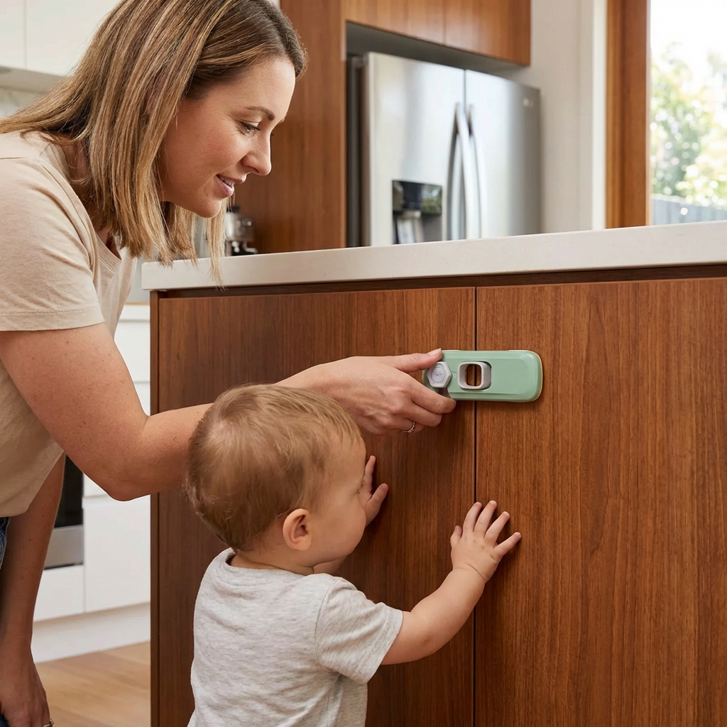 2-Pack Child Safety Locks for Cabinets, Fridge & Drawers – Multi-Purpose Safety Latches for Babies & Kids
