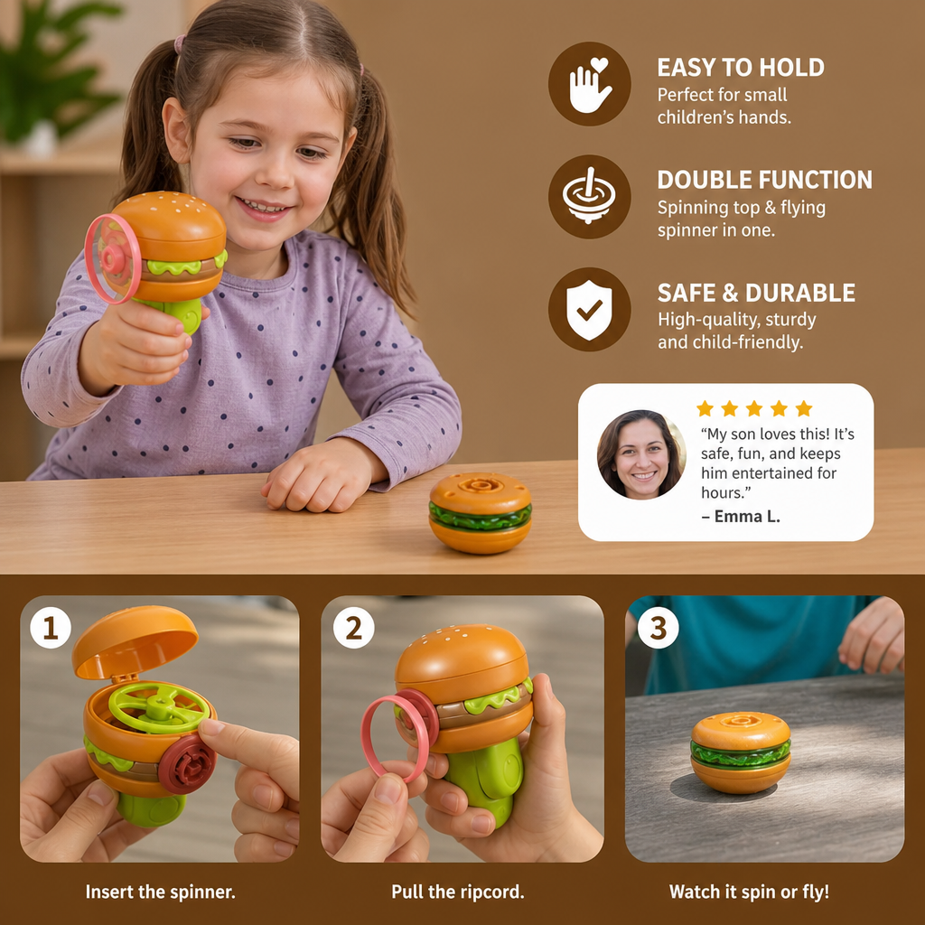 Kids’ 2-in-1 Spinning Top & Flying Spinner Launcher