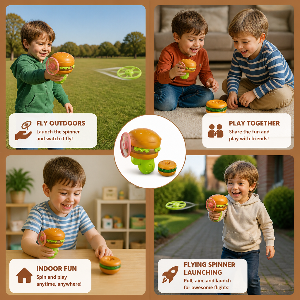 Kids’ 2-in-1 Spinning Top & Flying Spinner Launcher