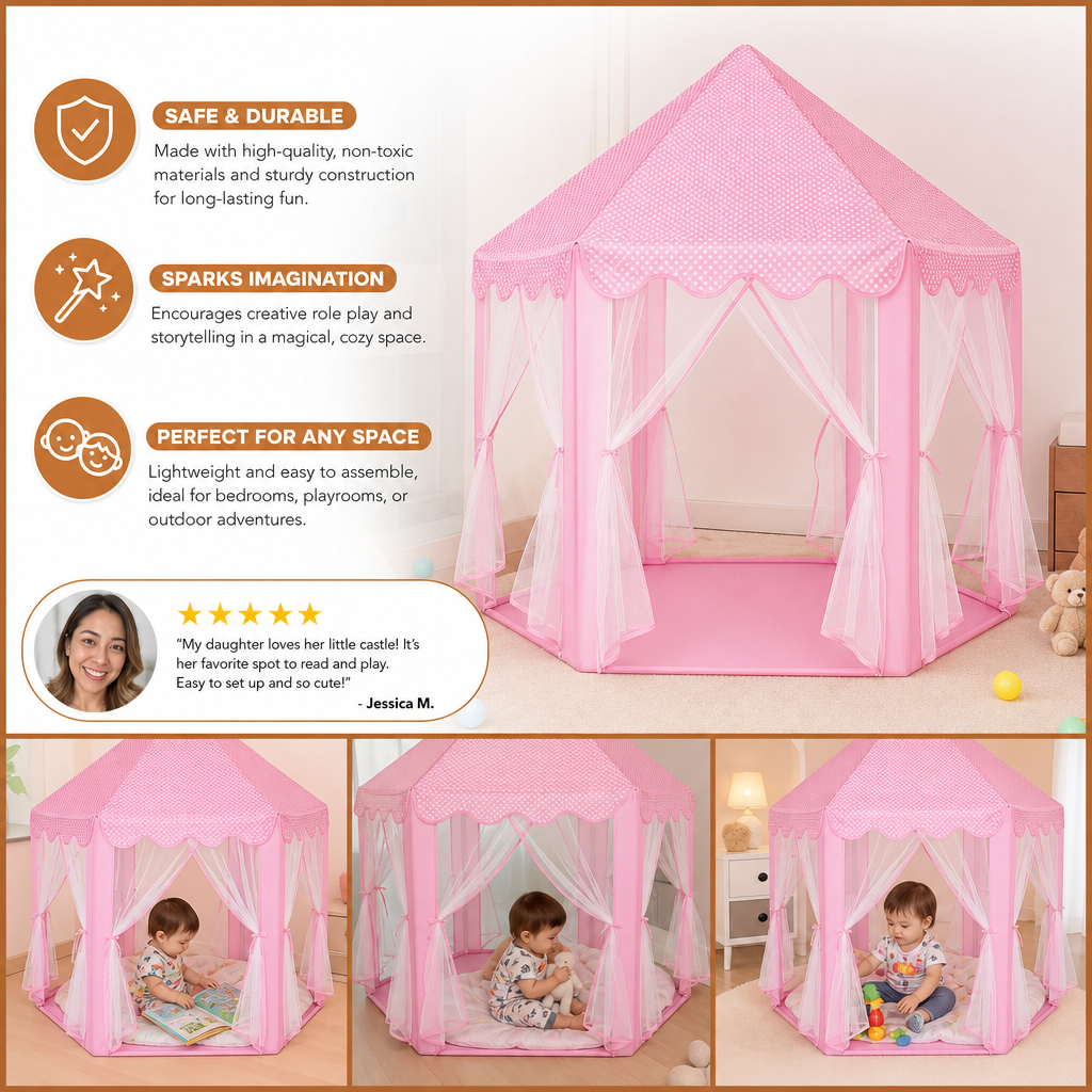 Princess Castle Play Tent for Indoor & Outdoor Fun